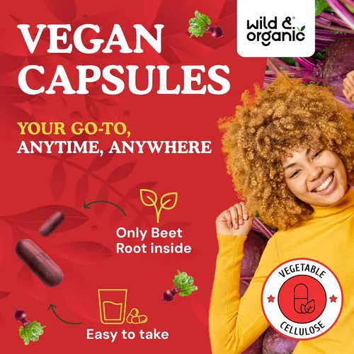 Miniatura 4 de Wild & Organic Cápsulas de raíz de remolacha de 8000 mg - Extracto de remolacha 20:1 - 120 cápsulas veganas - Extracto de pimienta negra para una