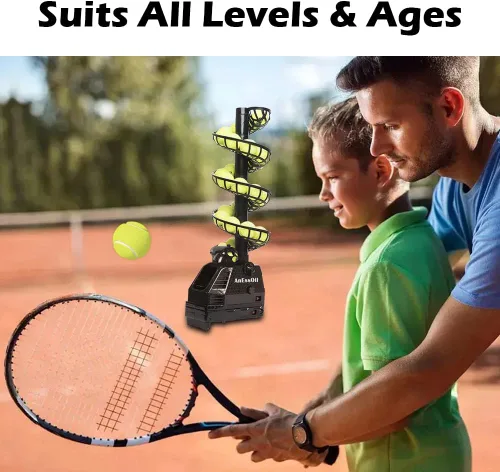Miniatura 3 de Máquina de pelotas de tenis, lanzador de pelotas de tenis ajustable y portátil con lanzador de bolas de oscilación, máquina de servir de tenis
