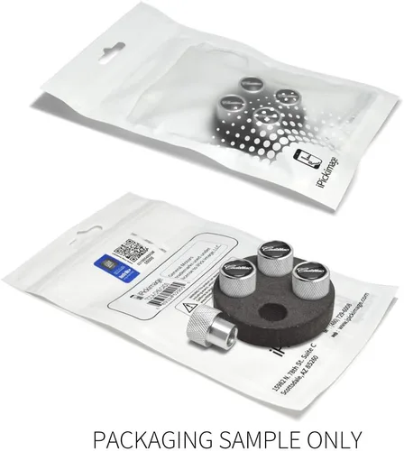 Miniatura 4 de iPick Image Tapones de válvula de neumático de aluminio de alta calidad para Cadillac Script, color negro sobre plata brillante, con licencia