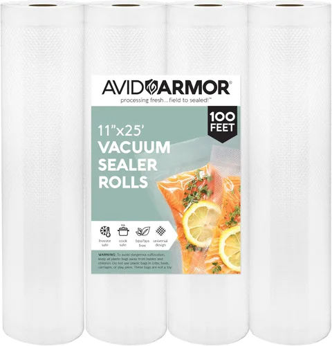 Miniatura 8 de Avid Armor Bolsas selladoras al vacío, paquete de 4, 8 x 25 rollos, bolsas de sellado al vacío sin BPA para almacenamiento de alimentos, preparación