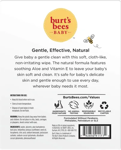 Miniatura 17 de Burt's Bees Toallitas para bebés, sin perfume naturales para pieles sensibles con aloe y vitamina E - 72 toallitas para bebés - Paquete de 10