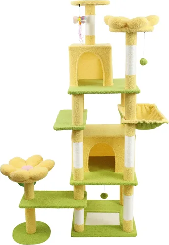 Miniatura 12 de Bonito árbol para gatos de interior de 68 pulgadas, torre alta para gatos con poste rascador y condominio, hamaca, soporte estético para gatos