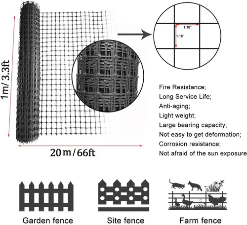 Miniatura 2 de Barrera de plástico para animales, 3.3 x 33 pies [resistente] Rollo de cercado de plástico para nieve para seguridad al aire libre, valla temporal