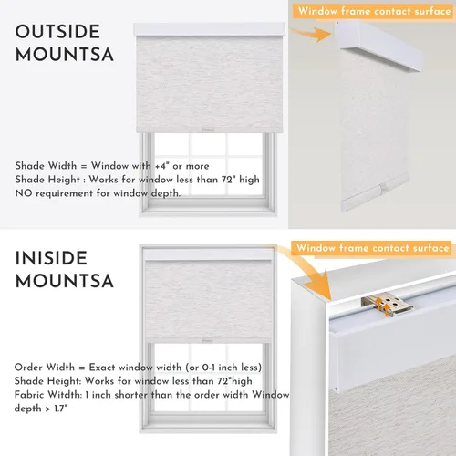 Miniatura 12 de Persilux Persianas enrollables opacas inalámbricas para ventanas, parada libre con cenefa, persianas de tela con aislamiento térmico, protección UV