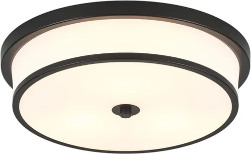 Lámpara de techo empotrada de 16 pulgadas, 3 lámparas cerca del techo con acabado negro para sala de estar, dormitorio, cocina, comedor (negro)
