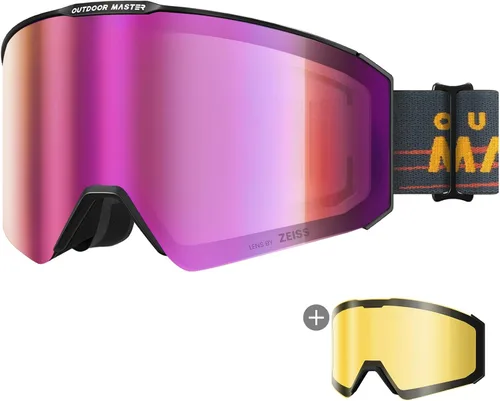 Miniatura 9 de OutdoorMaster - Gafas de esquí Falcon con lente de ZEISS, gafas de snowboard OTG antiempañamiento, lente intercambiable magnética, gafas de nieve