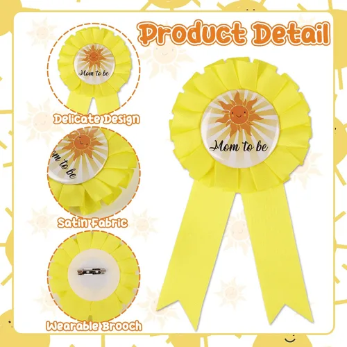 Miniatura 4 de Serencatcher Banda de baby shower para mamá niño, decoraciones de baby shower con el sol incluyen a mamá papá para ser pin corona de flores