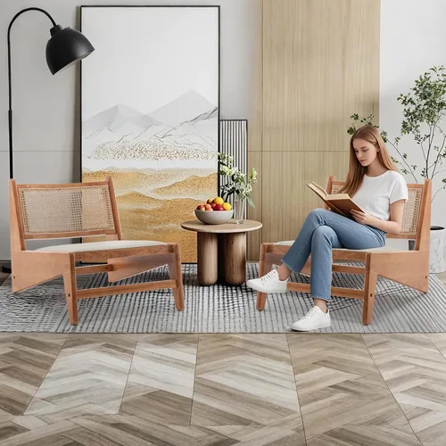 Miniatura 7 de HAOBO Home Silla de ratán moderna de mediados de siglo para lectura, sala de estar, dormitorio, hogar