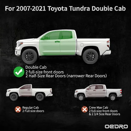 Miniatura 3 de OEDRO - Estribos compatibles con Toyota Tundra doble cabina 2007-2021 (2 puertas traseras de media talla), escalones laterales atornillables de Dos