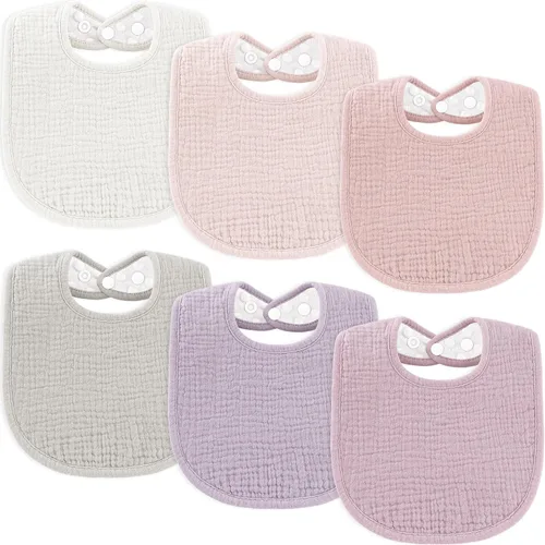 Miniatura 13 de Susurration Baberos de muselina para bebé, paquete de 6 baberos de algodón para bebé, baberos suaves ajustables para babeo unisex para niños y niñas