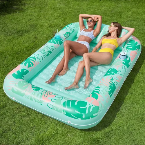 Miniatura 21 de Flotador inflable de bronceado para piscina Sloosh, 70 x 46 pulgadas, flotadores de piscina para adultos con almohada, 4 en 1, balsa de baño de sol