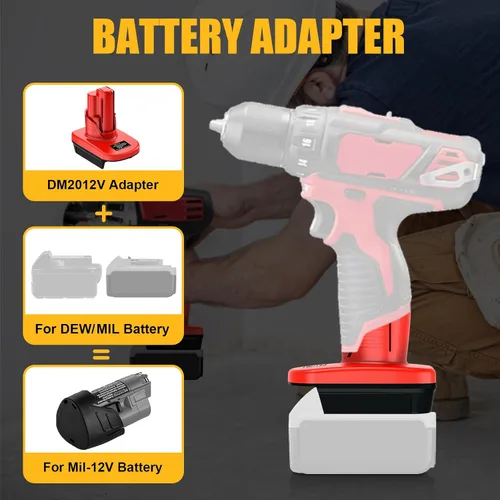 Miniatura 2 de EID Convertidor adaptador de batería para DeWalt 20V y para Milwaukee 18V M18 batería a alimentación para herramientas inalámbricas Milwaukee M12 12V