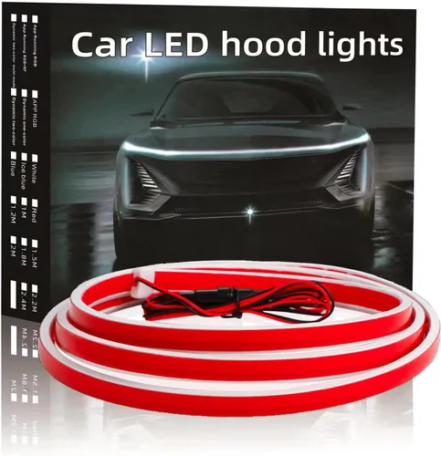 Miniatura 8 de Tira de luz flexible para capó de automóvil, luces LED dinámicas de circulación diurna de 70 pulgadas, luces intermitentes secuenciales blancas