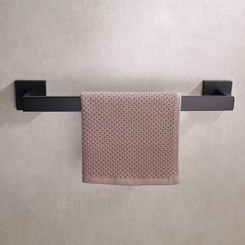 Miniatura 3 de TASTOS Toallero individual negro de 16 pulgadas, barra de toalla de baño SUS 304 de acero inoxidable resistente, toallero de cocina, soporte