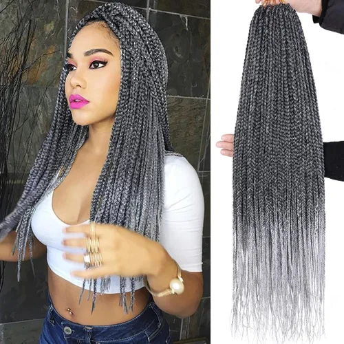 Miniatura 25 de XTREND 10 Pulgadas 6 Paquetes Trenzas de Caja de Ganchillo Cabello Pre-anudado Sin Nudos Bobo Trenzas de Caja 3X Extensiones de Cabello Trenzado 1b#