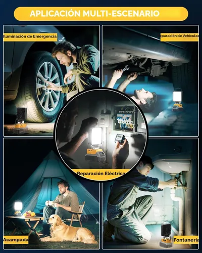Miniatura 5 de Ecarke Luz de trabajo LED inalámbrica de 20 V compatible con baterías DeWALT: linterna de 70 W 7000LM con protección de bajo voltaje, luz de 112W