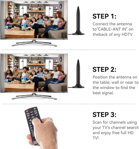 Miniatura 4 de Antena de TV para Smart TV, antena de TV digital transparente 4K HD 2024 para interiores de más de 300 millas de alcance con amplificador de señal