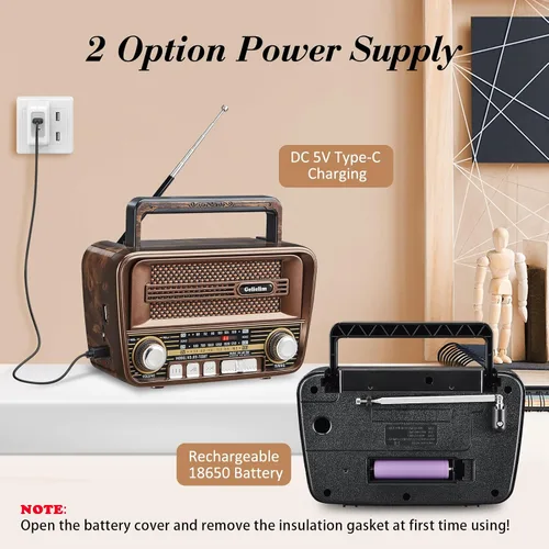 Miniatura 2 de Gelielim Radio portátil AM FM y reproductor de casete de CD Boombox Combo, radio portátil AM/FM para el hogar, sonido estéreo, grabación de cinta