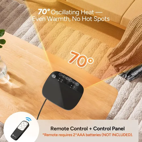 Miniatura 2 de DR.PREPARE Calentador de espacio pequeño de 1500 W para uso en interiores, calentador eléctrico de cerámica PTC portátil con termostato, oscilación