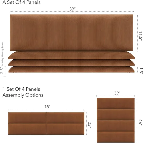 Miniatura 83 de Vant - Paneles tapizados para pared - Cabeceros montados en la pared tamaño King/Cal King - Cuero vintage blanco tórtola - Twin/King - Juego de 4
