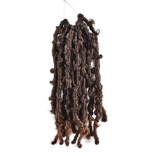 Miniatura 22 de Niseyo 6 paquetes de trenzas de ganchillo suaves de mariposa de 10 pulgadas, hechas a mano, preenlazadas, color negro oscuro, trenzas de mariposa