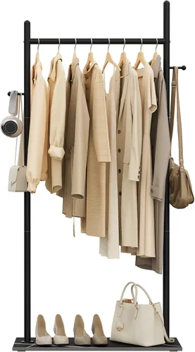 Miniatura 12 de Nianerfaya Perchero con 2 ganchos, almacenamiento de ropa de pie para interiores, perchero para colgar ropa para dormitorio, perchero de metal