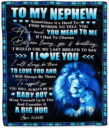 Miniatura 8 de Manta personalizada con texto en inglés «To My Nephew from Aunt Auntie Uncle You Will Never Lose Lion Nephew, cumpleaños, graduación, Navidad, manta