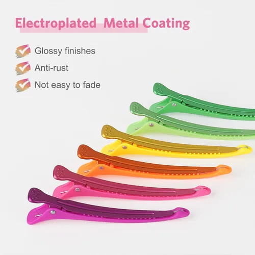 Miniatura 2 de AIMIKE Accesorios para el peinado del cabello - 6 piezas de pinzas de pico de pato sin arrugas con banda de silicona para sección, rodillo, corte
