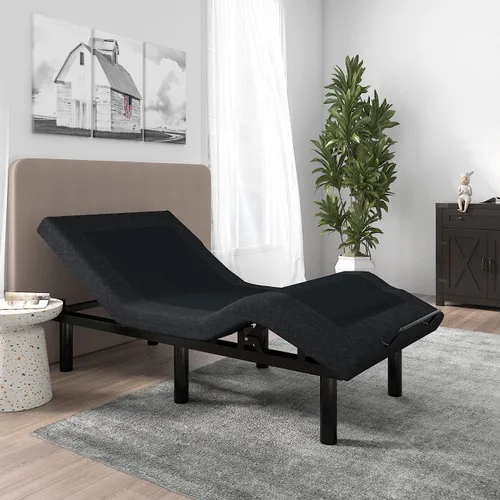 Miniatura 3 de SHA CERLIN Base de Cama Ajustable de Metal de 14 Pulgadas Tamaño Twin XL / Marco de Cama Tapizado con Articulación de Cabecera y Pie