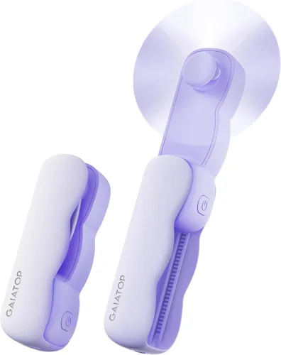 Miniatura 7 de Gaiatop Ventilador de mano portátil, 3 velocidades recargable por USB, pequeñas nubes lindas, mini abanicos deslizantes, bolsillo de maquillaje