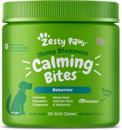 Miniatura 11 de Zesty Paws Vet Strength - Masticables calmantes para perros - para el estrés diario, relajación, compostura y separación, sabor a pavo ahumado, 90