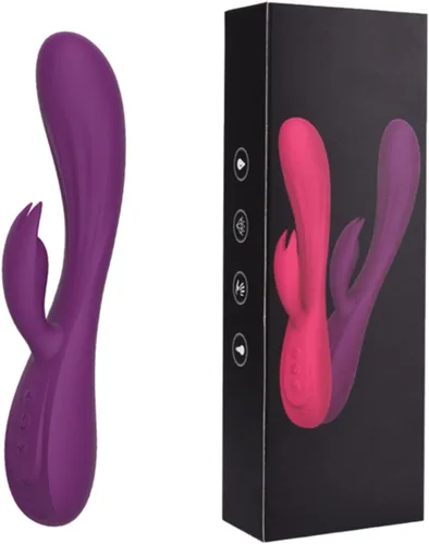 Vibrador Conejo Vibrador Punto G Consolador para Mujeres Clítoris Doble Vibración Pezón para Adultos Juguetes Sexuales púrpura (Purple with box)