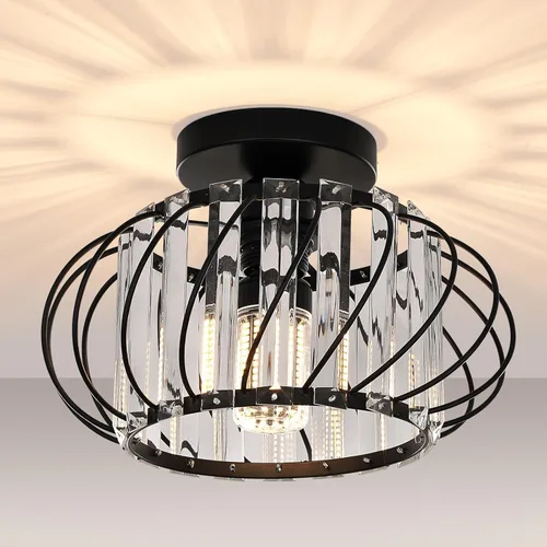 Miniatura 14 de FRIDEKO HOME Lámpara de techo semiempotrada - Lámpara de techo moderna de cristal, lámpara de techo moderna, accesorios de luz dorada para porche