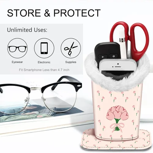 Miniatura 157 de Fintie Soporte para anteojos forrado de felpa con base magnética, estuche de cuero vegano prémium para lentes