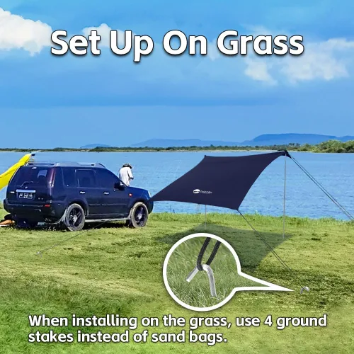 Miniatura 6 de EasierHike Tienda de campaña para playa, 7 × 7.15 pies, toldo de playa portátil fácil de desplegar, refugio de protección solar UPF50+, resistente