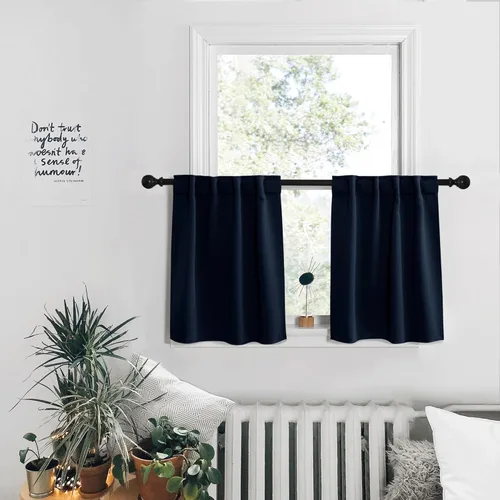 Miniatura 101 de PONY DANCE Cortinas cortas con aislamiento térmico para ventana pequeña, para guardería, baño, cocina, lavandería, caravana, sótano, 29 pulgadas