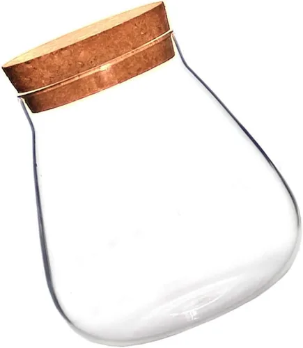 Miniatura 5 de HOMSFOU Tarro redondo de vidrio para plantas, terrario, mesa, suculentas, bolas, jarrón, botella de deseos, tarro de galletas de caramelo con tapa