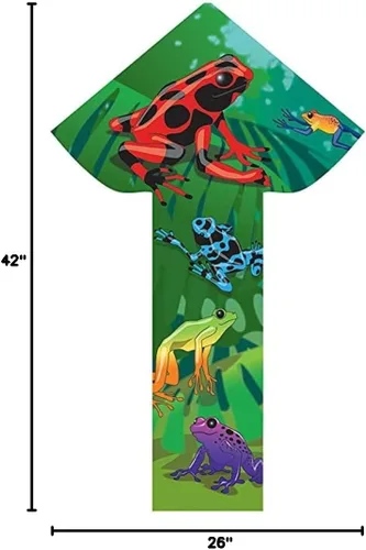 Miniatura 3 de WindNSun Breezyfliers - Cometa de 42 pulgadas, cola, mango, línea incluida (ranas de dardos)