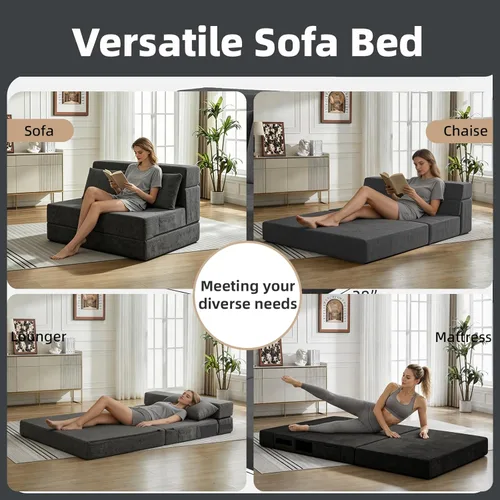 Miniatura 3 de Sofá Cama Plegable con Colchón, Sofá Cama Plegable con Funda para Silla de Cama con Almohada para Sala de Estar Oficina en Casa