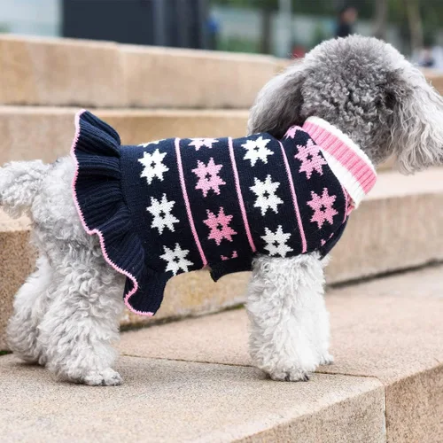 Miniatura 4 de KYEESE Suéter para Perros para Perros Pequeños, abrigos cálidos para mascotas, ropa para perros de otoño e invierno, vestido con agujero para la 06#