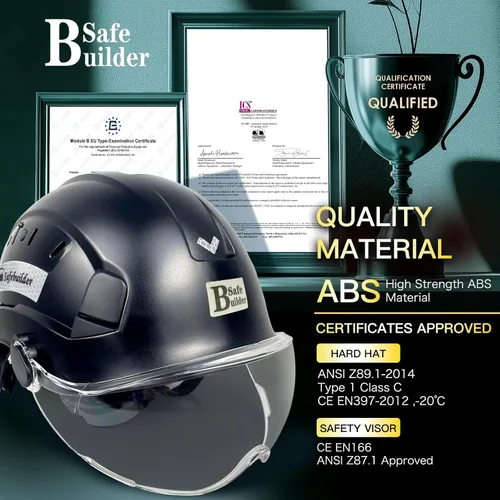 Miniatura 7 de Casco de Seguridad de Construcción con Visera Casco Duro ABS Cascos Duros de Ventilación Ajustable Protección de Cabeza de Trabajo Industrial