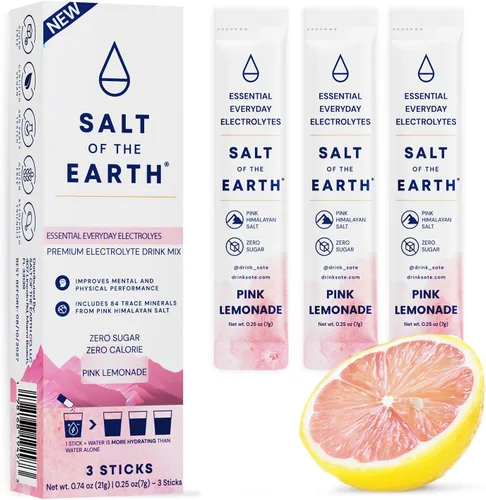 Miniatura 16 de Salt of the Earth - Polvo de electrolitos premium sin azúcar - Hecho con sal rosa del Himalaya - Paquetes de polvo para hidratación Ingredientes