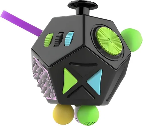 Miniatura 11 de Cubo de juguetes para aliviar el estrés y la depresión ansiosa, cubo de 12 lados para niños y adultos con TDAH, TDA, TOC, autismo, juguete creativo