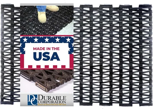 Alfombrilla antifatiga Durable Corporation 108, hecha con neumáticos reciclados, para zonas húmedas, tejido en espiga, color negro, Negro /