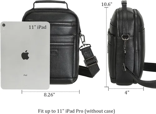 Miniatura 3 de Polare - Bolso de mensajero de cuero italiano de grano completo, estilo vintage, bolso cruzado al hombro, estilo casual, bolso de negocios