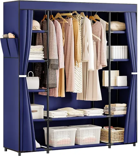 Miniatura 15 de SORCEDAS Portable Closet Wardrobe Organizer Storage with Cover Non-Woben Fabric Portable Wardrobe Closet for Hanging Clothes Racks Shelving 33 Inch