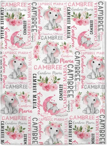 Miniatura 20 de FLOCHIL Manta de bebé personalizada para niñas, manta de bebé personalizada con nombre, manta de bebé de conejo personalizada, regalo para baby