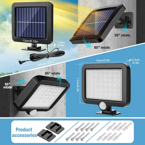 Miniatura 2 de MPJ Luz solar para exteriores, 56 luces LED solares exteriores con detector de movimiento, IP65 impermeable, ángulo de iluminación de 120°, luz
