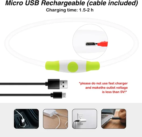 Miniatura 4 de Collar para perro con luz, collar LED recargable para cortar, luz de seguridad para mascotas en caminatas nocturnas para perros pequeños, medianos
