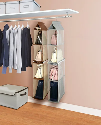 Miniatura 2 de Bolsa desmontable de 4 compartimentos para colgar bolsos, bolsa transparente para almacenamiento, armario, sistema de organización de ahorro